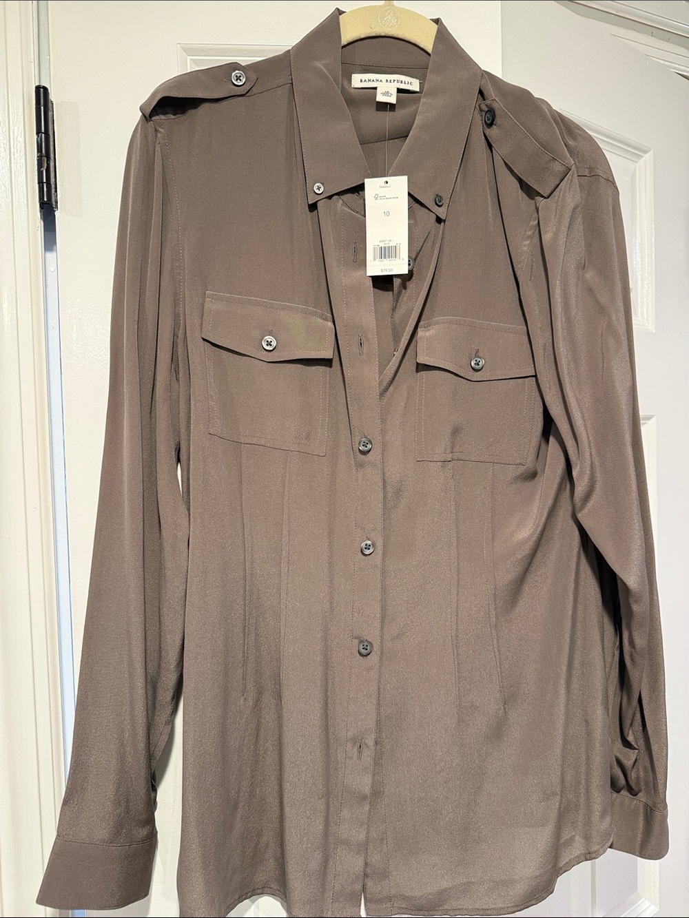 Banana Republic Women's Taupe Button-Front Shirt Jacket